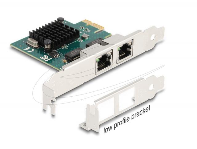 Мрежова карта Delock 2x Gigabit LAN RJ45 jack, PCI Express x1 V2.0 
