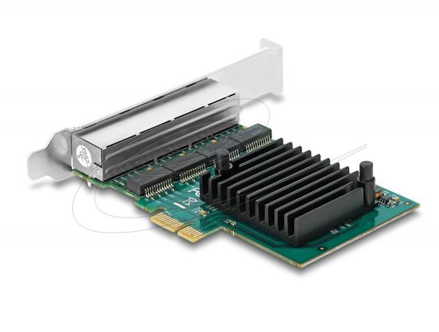 Delock Мрежова карта 4-порта 10/100/1000 Mb, PCI Ex x1, Realtek RTL8111F, Low profile bracket 