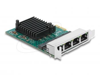 Delock Мрежова карта 4-порта 10/100/1000 Mb, PCI Ex x1, Realtek RTL8111F, Low profile bracket