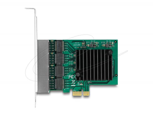 Delock Мрежова карта 4-порта 10/100/1000 Mb, PCI Ex x1, Realtek RTL8111F, Low profile bracket 