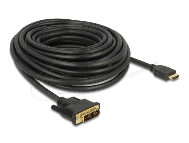 Кабел Delock HDMI мъжко - DVI-D 18+1 (Single Link )мъжко, 10м, двупосочен, black 