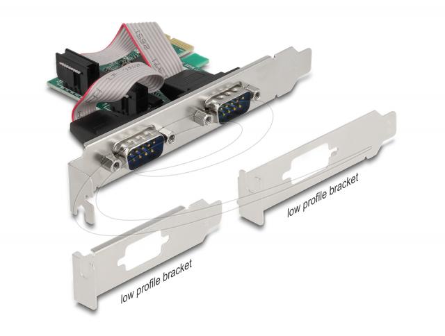 Delock PCI Express х 1 карта към 2 x сериен порт RS-232 мъжки, Low Profile 
