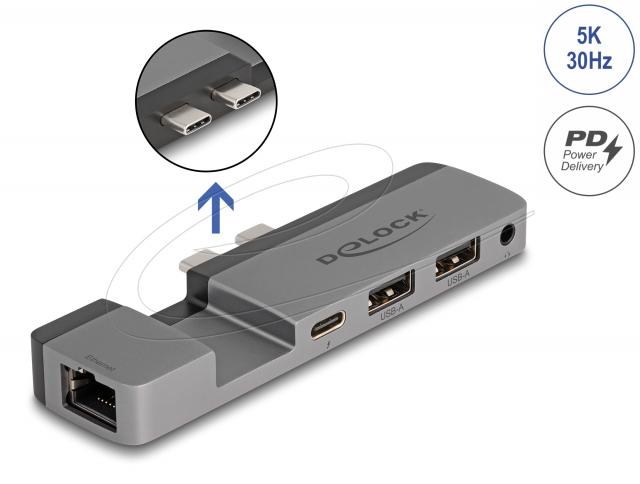 Докинг станция Delock for MacBook Pro / MacBook Air Thunderbolt™ 4, 5K Резолюция / 100 W PD / 10 Gbps Hub / LAN / Audio 
