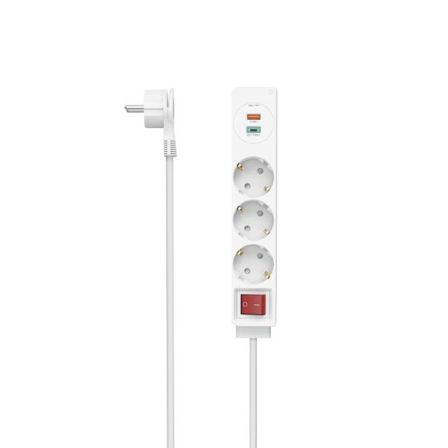 Power Strip, 3-Way, USB-C/A 18 W, PD/QC, HAMA-223185 