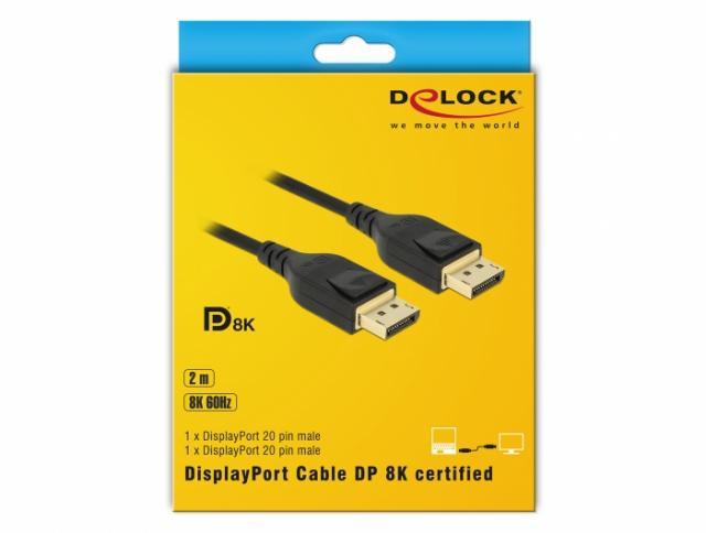 Delock DisplayPort cable 8K 60 Hz 2 m DP 8K certified 