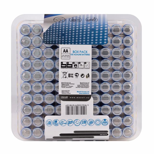 MAXELL Alkaline batteries LR6 AA 10x10 / 100 pcs packs in PVC box  