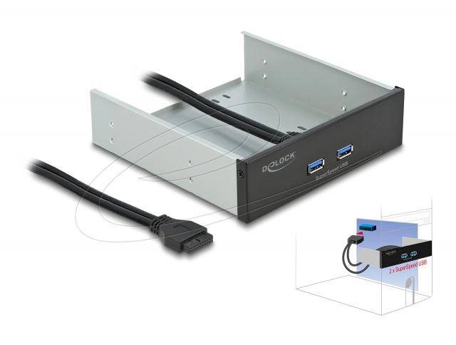 Delock Преден панел за кутия за 5.25″ с 2 x USB 5 Gbps Type-A 
