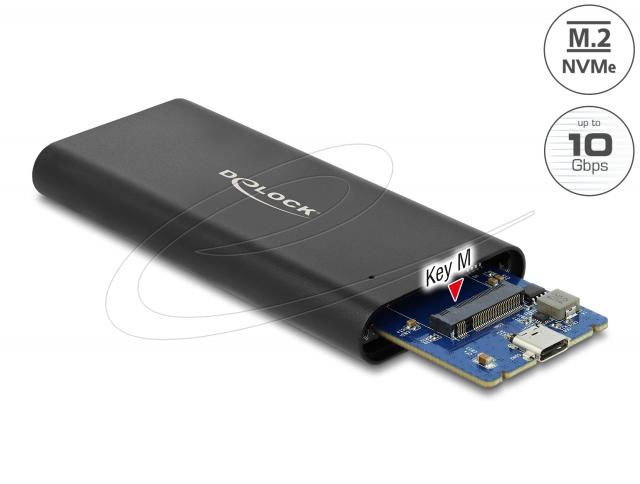 Външно чекмедже Delock за M.2 NVMe PCIe SSD със SuperSpeed ​​USB 10 Gbps (USB 3.1 Gen 2) USB Type-C женски 