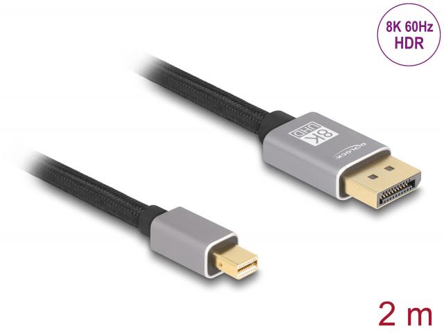 Delock Кабел Mini DisplayPort към DisplayPort, 8K, 60 Hz, 2 m 