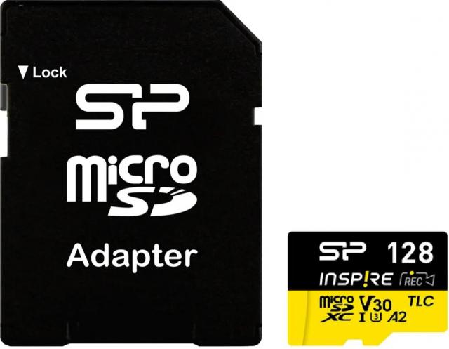 Карта памет Silicon Power microSDXC Inspire 128GB, Class 10, UHS-I U3, V30, A1, A2 с адаптер SD 