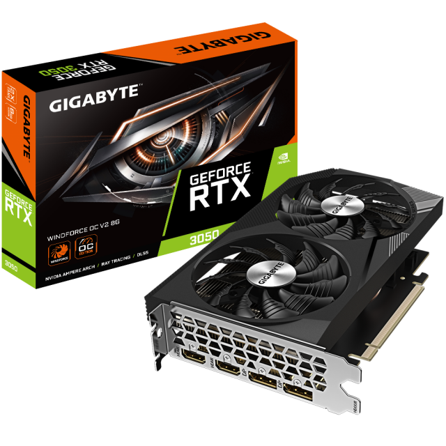 Graphic card GIGABYTE RTX 3050 WINDFORCE V2 OC 8GB GDDR6 