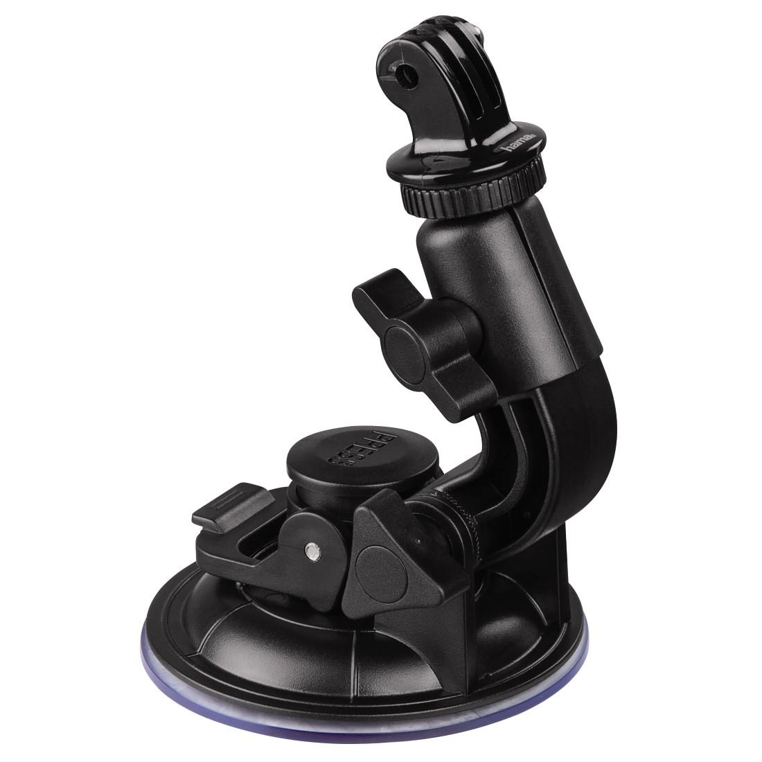 Универсална автомобилна стойка за камера HAMA 04356, Вакумно залепяне, Вртяща глава на 360°, Черен