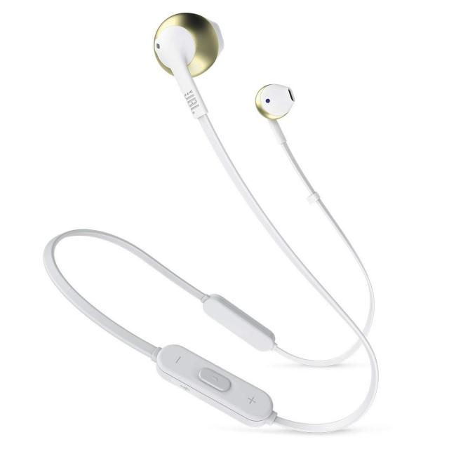 Wireless Headphones JBL T205BT, White/Gold