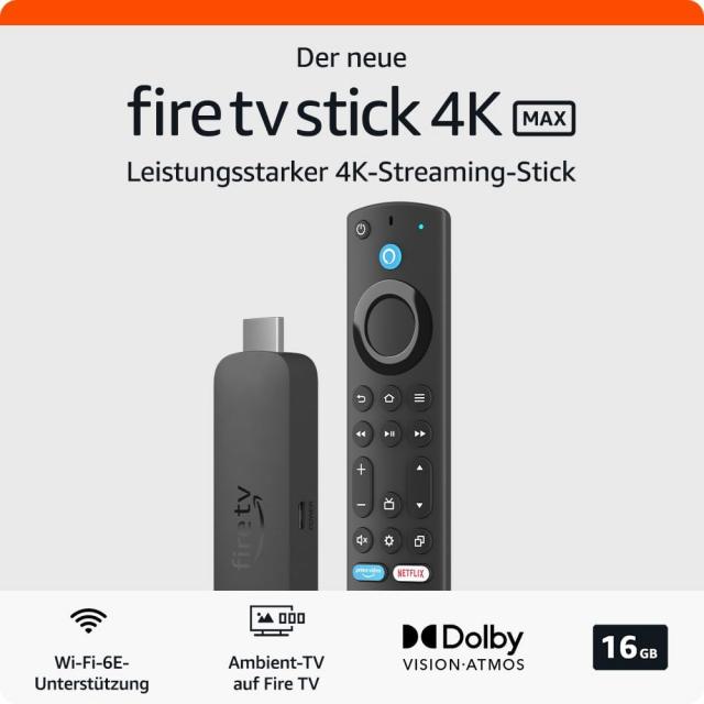 Мултимедиен плеър AMAZON Fire TV Stick Max Gen2, Wi-Fi 6, Alexa, Черен 
