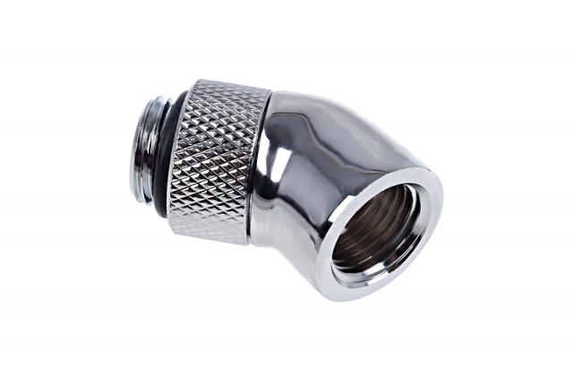 Alphacool Eiszapfen angled adaptor 45° rotatable G1/4 outer thread to G1/4 inner thread - chrome 