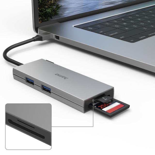 6-портов хъб USB-C, 2 x USB-A, USB-C, HDMI, SD, microSD 