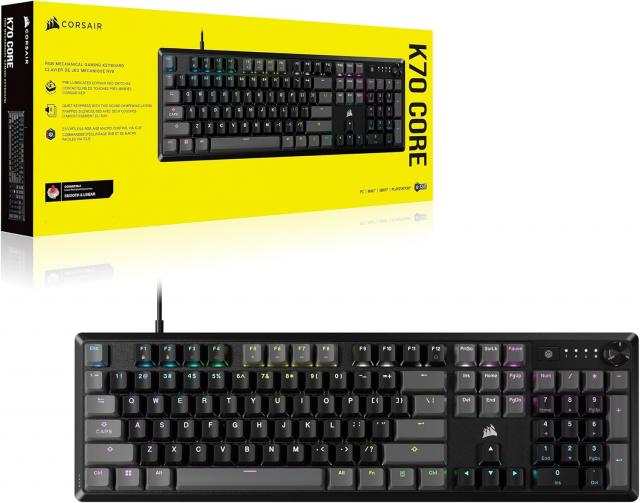 Геймърска механична клавиатура CORSAIR K70 Core RGB Corsair Linear Red Switch - Carbon Gray 