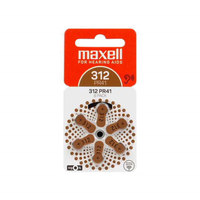Zink Air battery MAXELL ZA312 6pcs. button for Hearing aids 