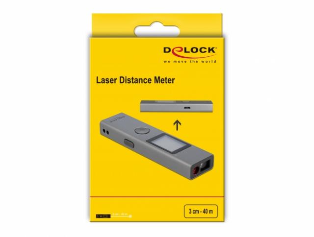 Лазерен далекомер DeLock 64071, 3 cm - 40 m, Точност 2 мм, Сив 