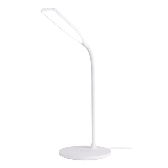 Настолна лампа DELTACO 0400, с безжично зарядно, LED, 360lm, Бяла