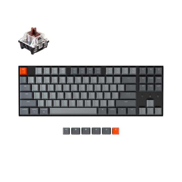 Mechanical Keyboard Keychron K8 TKL, Hot-Swappable Gateron Optical Brown Switch RGB Backlight 