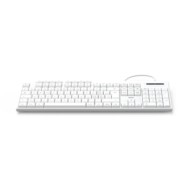 HAMA Жична клавиатура "CK-200", USB-A,USB-C, 8 мултимедийни клавиша, кирилизирана, бяла 