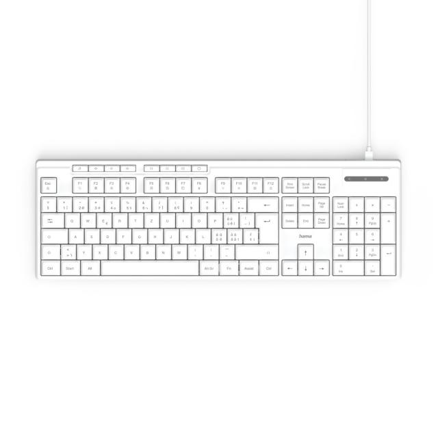 HAMA Жична клавиатура "CK-200", USB-A,USB-C, 8 мултимедийни клавиша, кирилизирана, бяла 