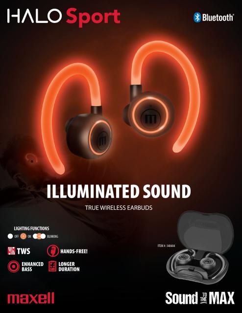 Блутут слушалки-тапи MAXELL HALO SPORT, Bluetooth 5.0, Черни 