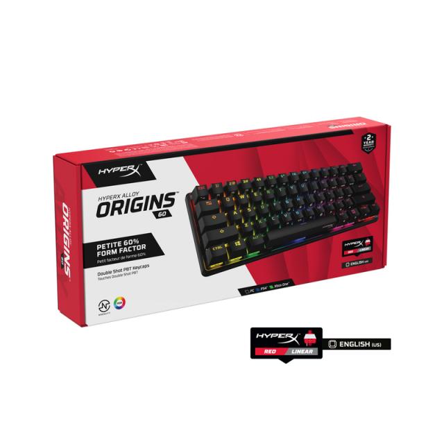 Gaming mechanical keyboard HyperX Alloy Origins 60, HyperX Red Switch 