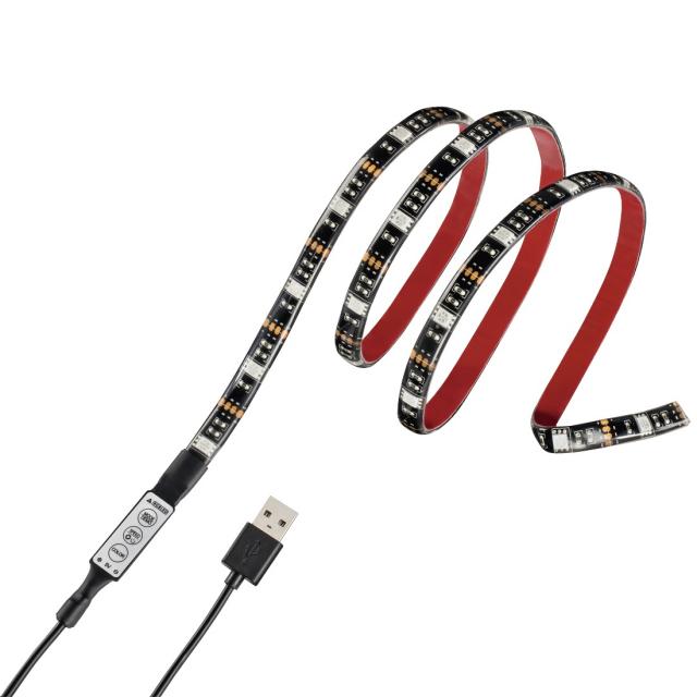Hama USB LED Light Strip with Integrated Control Unit, RGB, 1 m, 12 Pcs. in Disp