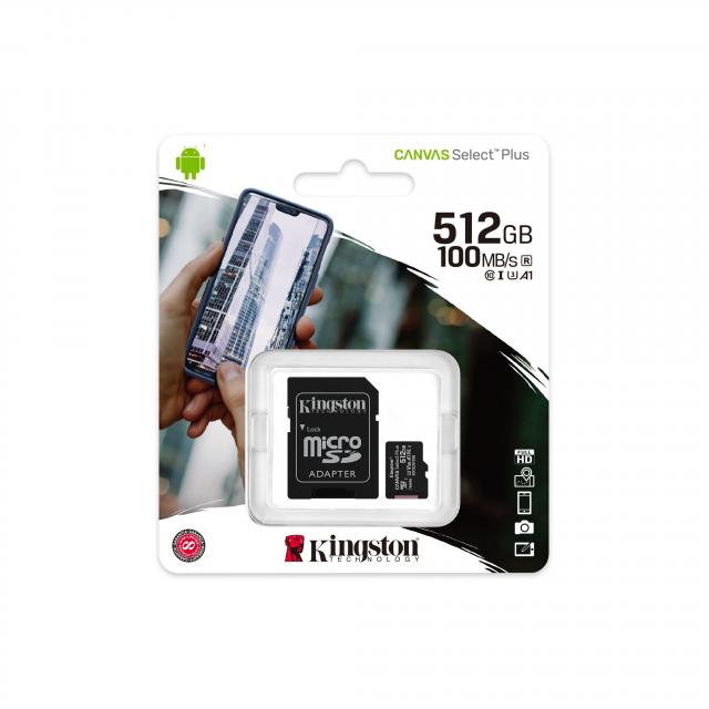 Memory card Kingston Canvas Select Plus microSDXC 512GB, Class 10 UHS-I