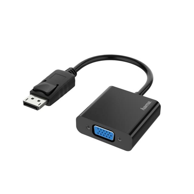 Адаптер HAMA, DisplayPort мъжко - VGA женско, Full-HD 1080p, Черен 