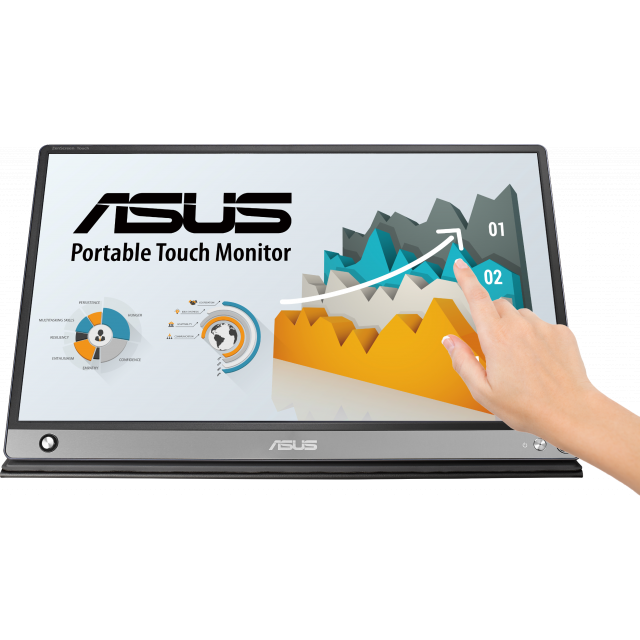Monitor ASUS ZenScreen Touch MB16AMT, 15.6" FHD (1920x1080) IPS, USB Type-C, Micro HDMI, Battery