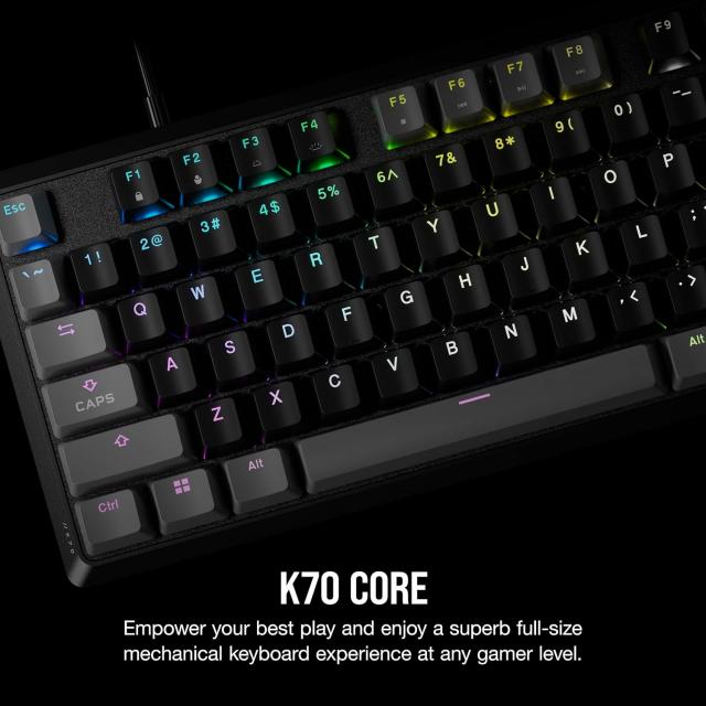 Геймърска механична клавиатура CORSAIR K70 Core RGB Corsair Linear Red Switch - Carbon Gray 