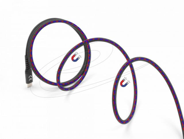 Delock USB 2.0 Cable USB Type-C™ male to male with magnetic textile jacket PD 3.0 60 W 2 m 