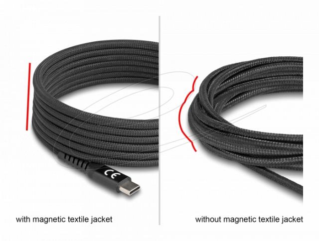Delock USB 2.0 Cable USB Type-C™ male to male with magnetic textile jacket PD 3.0 60 W 2 m 