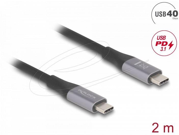 Delock Кабел E-Marker, USB-C, 240W, 2 m, сив