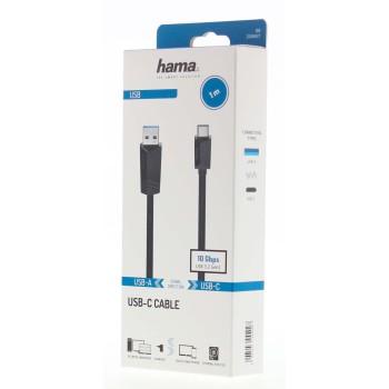 Hama USB-C Cable, USB 3.2 Gen 2, USB-C Plug – USB-A Plug, 10 Gbit/s, 1.00m 