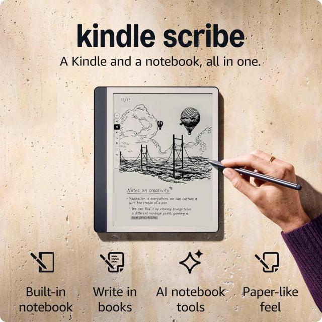 Amazon Kindle Scribe (2024) четец 64GB - 10.2" - с Premium Pen, тъмно сив 