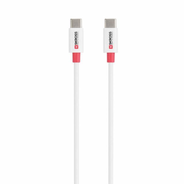 Кабел Skross, USB-C - USB-C 2.0 мъжко, 1.20 м, Бял 