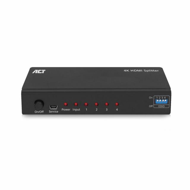 HDMI Сплитер ACT AC7831, 1 вход 4 изхода., 4K, Черен 