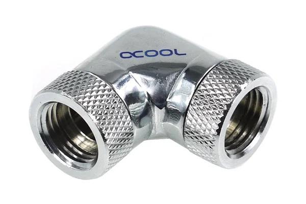 Alphacool HF L-connector 90° - G1/4 revolvable - 2x inner thread, Chrome 