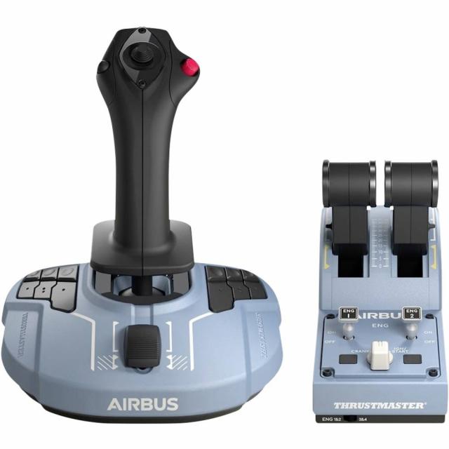 Жичен джойстик Thrustmaster TCA Officer Pack Airbus Edition, авиосимулатор за PC, Черен/Син 