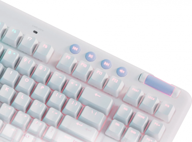 Безжична геймърска механична клавиатура Logitech G G715, TKL, Tactile, RGB LED, US Layout, бяла 