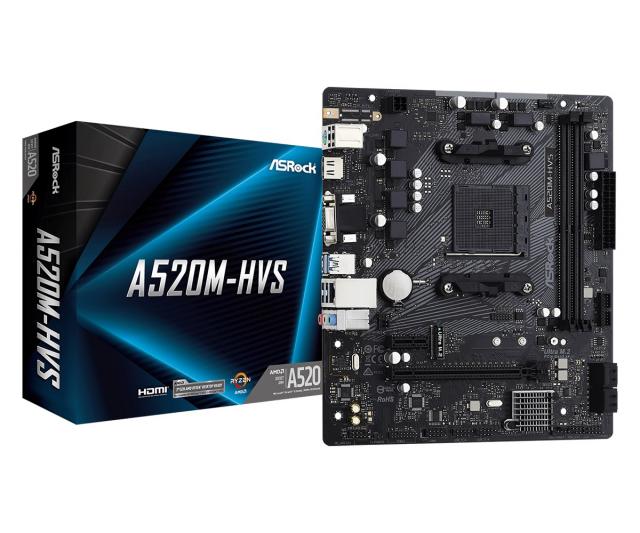 Дънна платка ASRock A520M-HVS, Socket AM4, mATX 