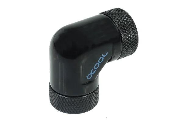 Alphacool HF L-connector 90° - G1/4 revolvable - 2x inner thread, Black matte 