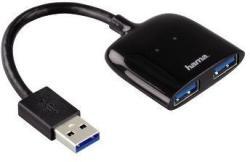 USB хъб HAMA "Мобилен", USB 3.0, 1:2, черен