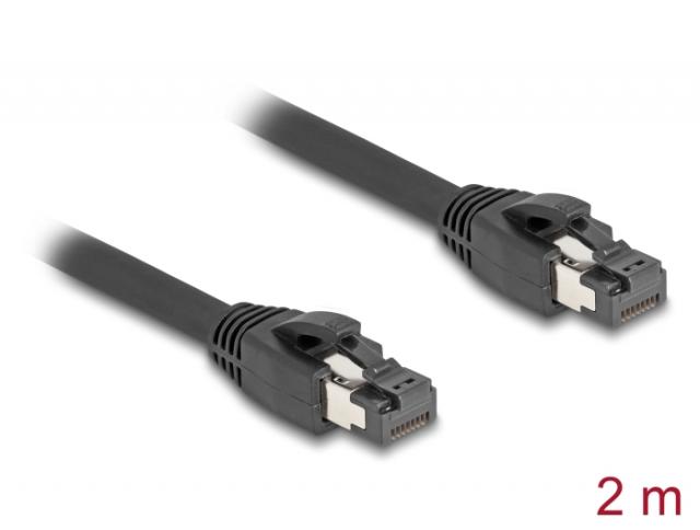 Delock RJ45 Network Cable Cat.8.1 S/FTP 2 m up to 40 Gbps black 