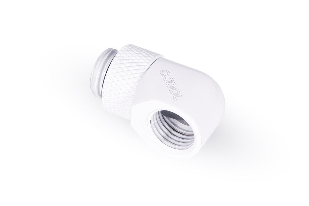 Въртящ се L-конектор Alphacool Eiszapfen, G1/4 AG auf G1/4 IG, Бял
