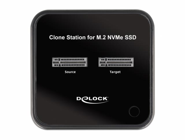 Външна стойка Delock M.2, 2 x M.2 NVMe, PCIe SSD, Функция клониране 